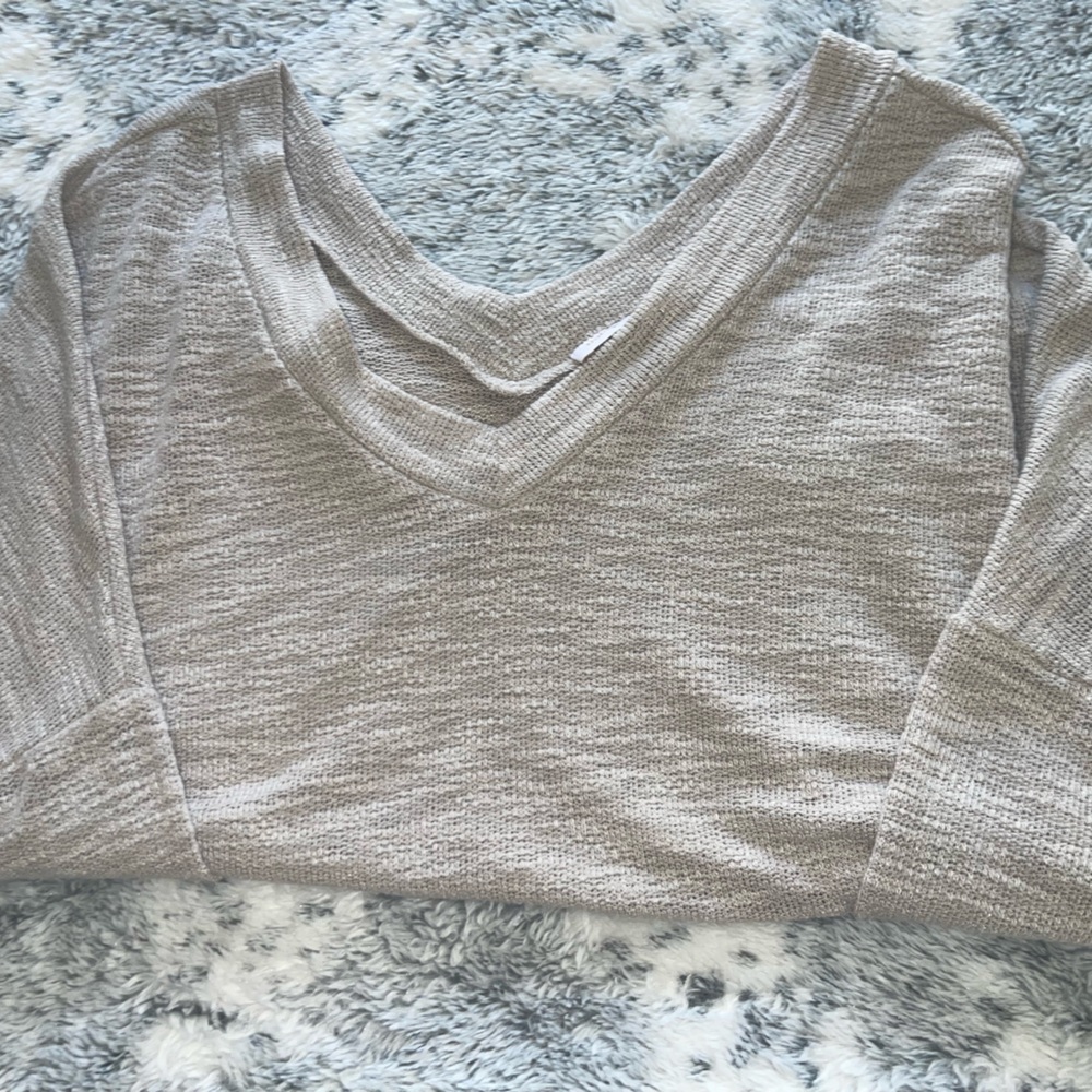 Pookie & Sebastian V-Neck Knit Sweater in Beige M - Picture 2 of 4